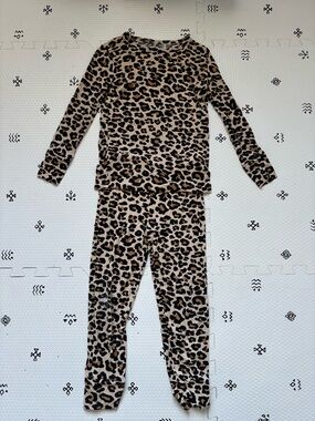 Posh Peanut Leopard Print Kids Pajama Set - Brown & Black